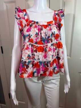Floral Ruffle Tiered Blouse